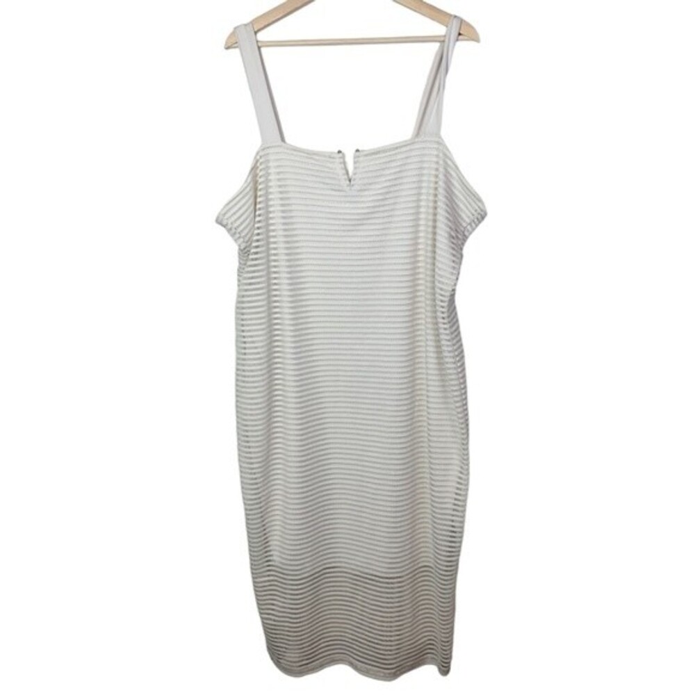 NWT Good American Sheer Mesh Ivory Midi Bodycon Dress Size 7 (4X) Women